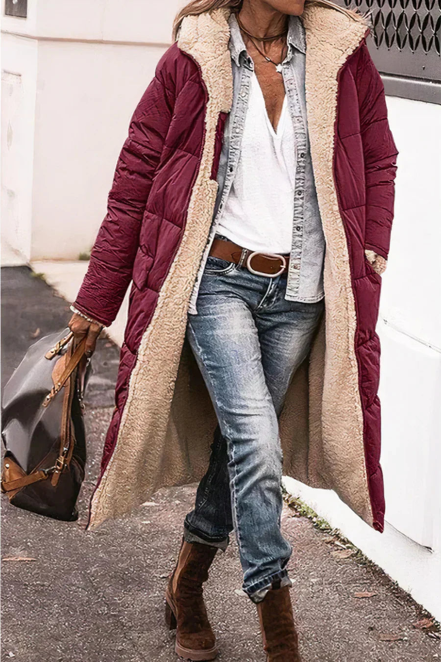 Product Image for WW | Eleganter Doppelseitiger Warmer Parka, Weinrot / 3XL