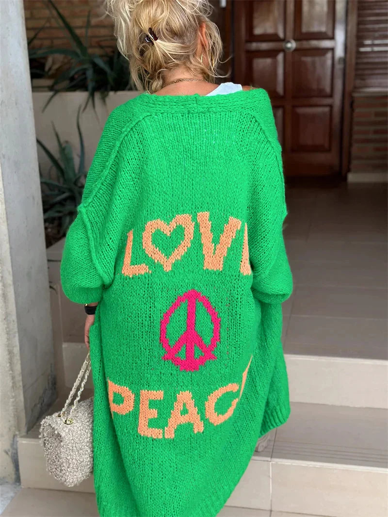 Product Image for WW | Hippie Style Lange Strickjacke Für Frauen, Grün / S