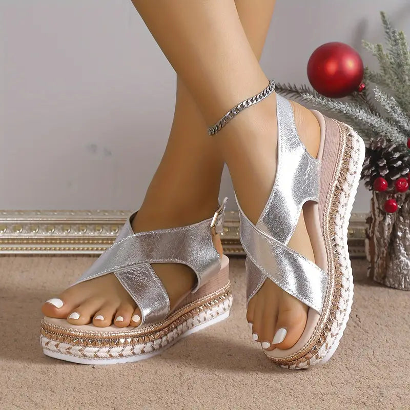 Product Image for WW | Criss Cross Sandalen Mit Keilabsatz, Goldene / 40