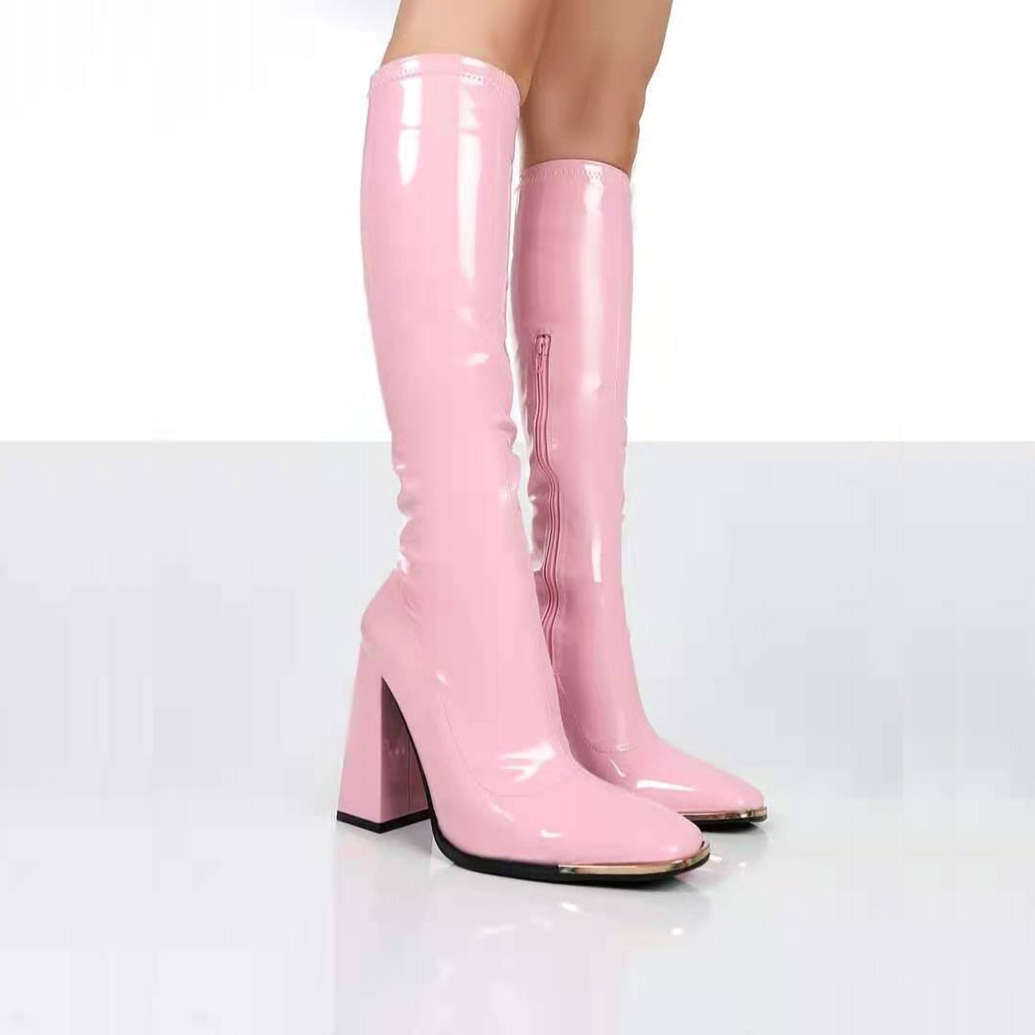 Product Image for WW | Lange Lack Stiefel mit Absatz, Helles Rosa / 41