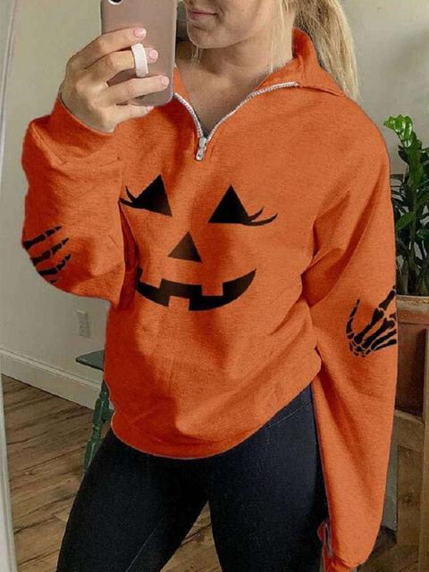 Product Image for WW | Halloween Laterne Kürbis Muster Pullover, Orange / L (US 6)