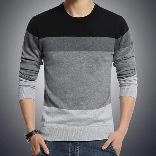 Product Image for WW | Stilvolle Herren Pullover Lange Ärmel Mit Farbflächen, Schwarz / 3XL