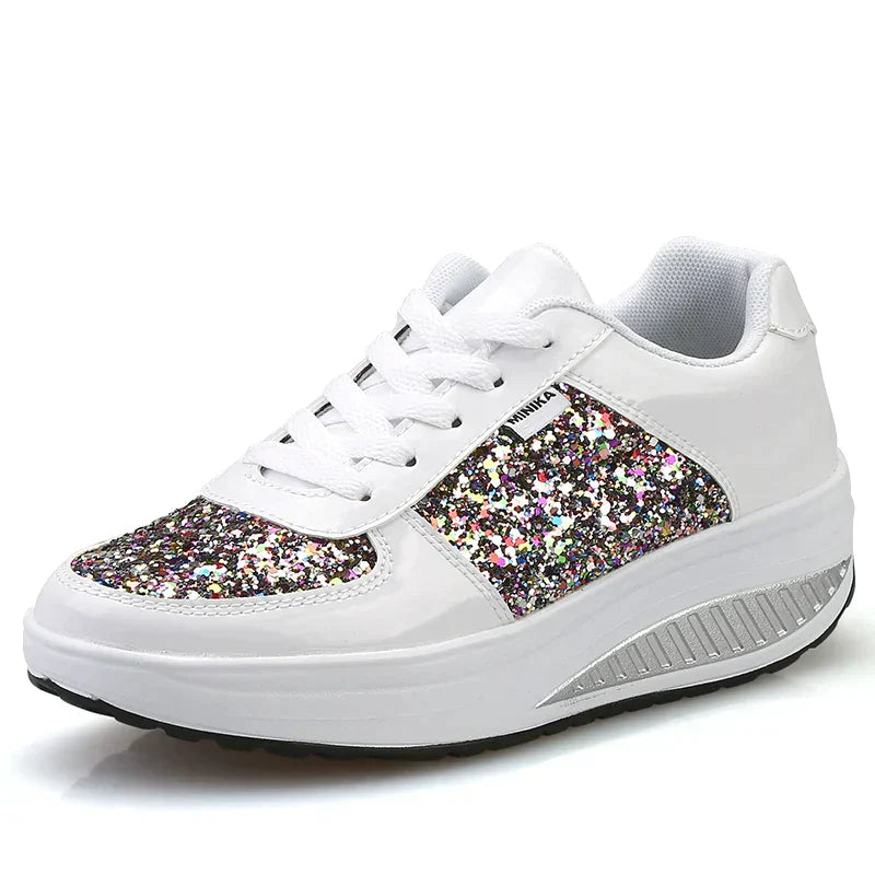 Product Image for WW - Rutschfeste Metallic Leder Glitzer Schuhe, Weiß / 37