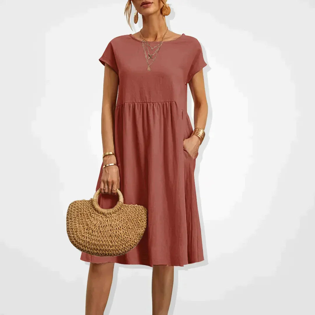 Vestido midi fluido naranja