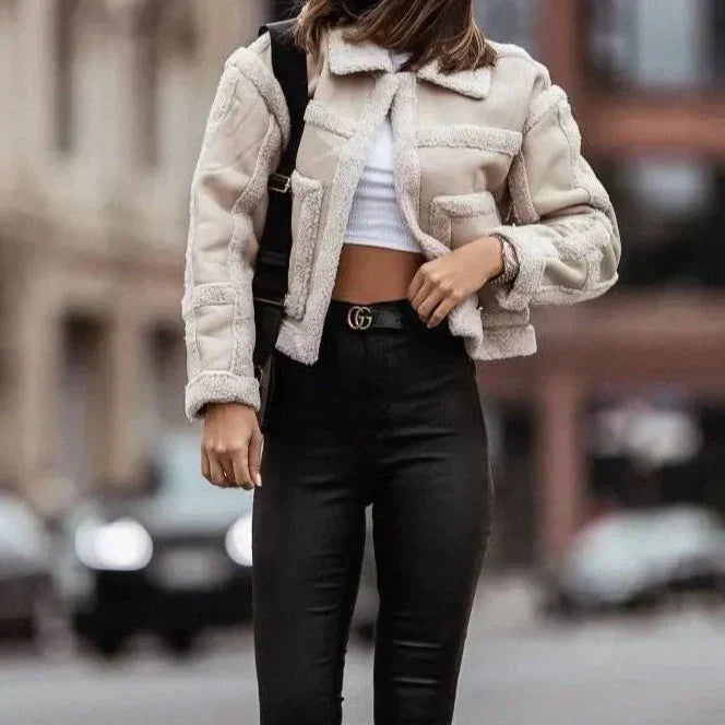 Product Image for WW | Damen Lammfell Ledermantel Mit Nähten, Weiß / 3XL