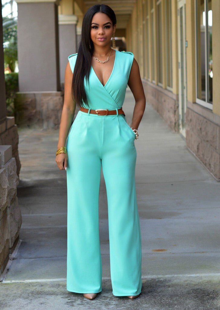 Product Image for WW | Eleganter V-Ausschnitt Jumpsuit, Hellblau / S