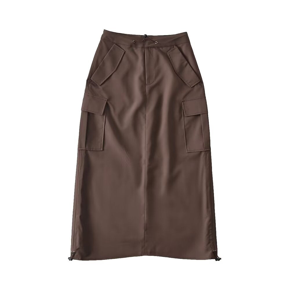 Product Image for Damen Cargo-Rock mit seitlichen Taschen und verstellbarem Bund WW, Braun / S