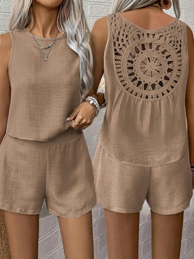 Product Image for Damen Luftiger Jumpsuit mit gehäkeltem Rücken WW, Dunkelkhaki / S