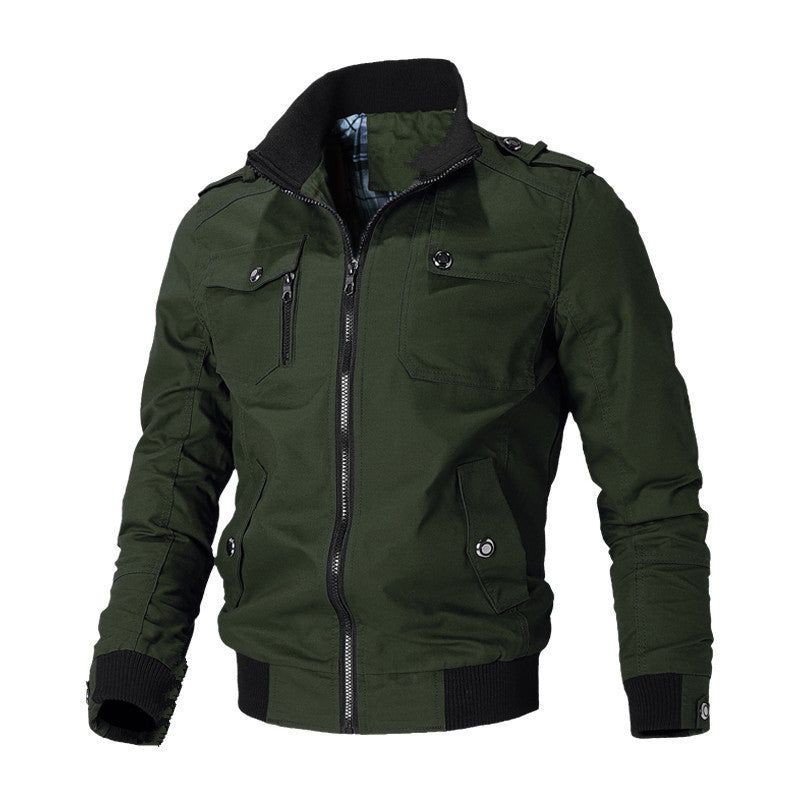 Product Image for WW | Klassische Utility Jacke Für Herren Mit Reißverschlusstaschen, Grün / XL