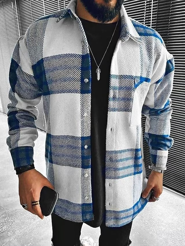 Product Image for WW | Klassisches Kariertes Flanellhemd Für Männer, Blau und Weiß / L