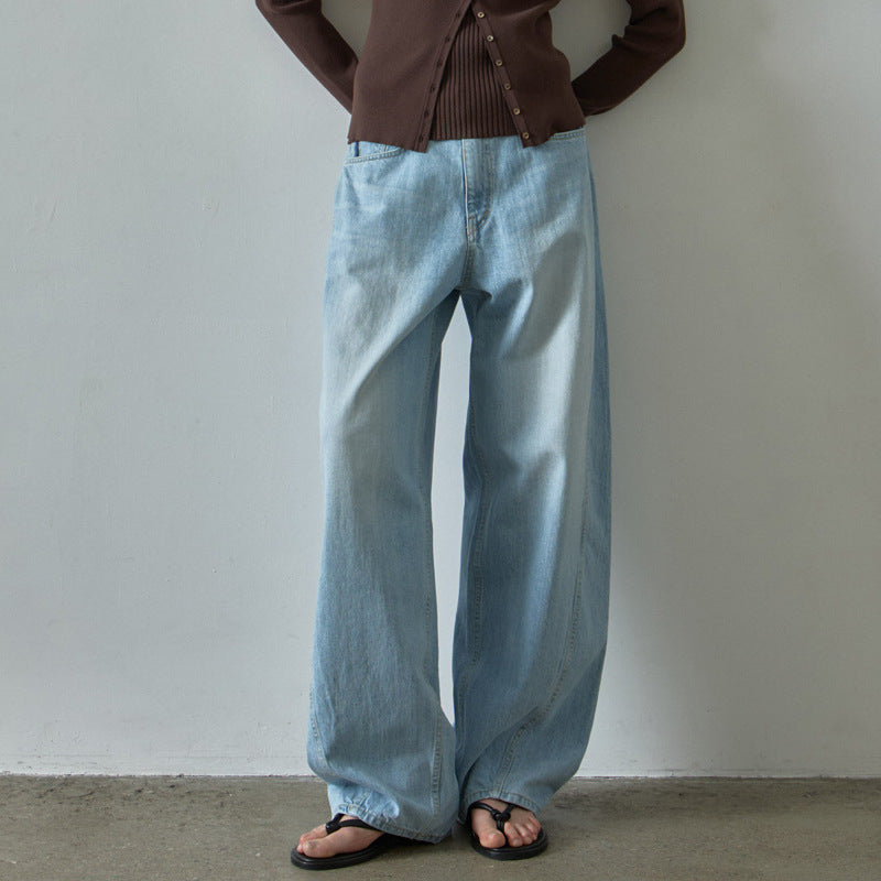 Product Image for Damen Locker geschnittene Jeans mit hohem Bund und leichtem Wash-Effekt WW, Hellblau / M