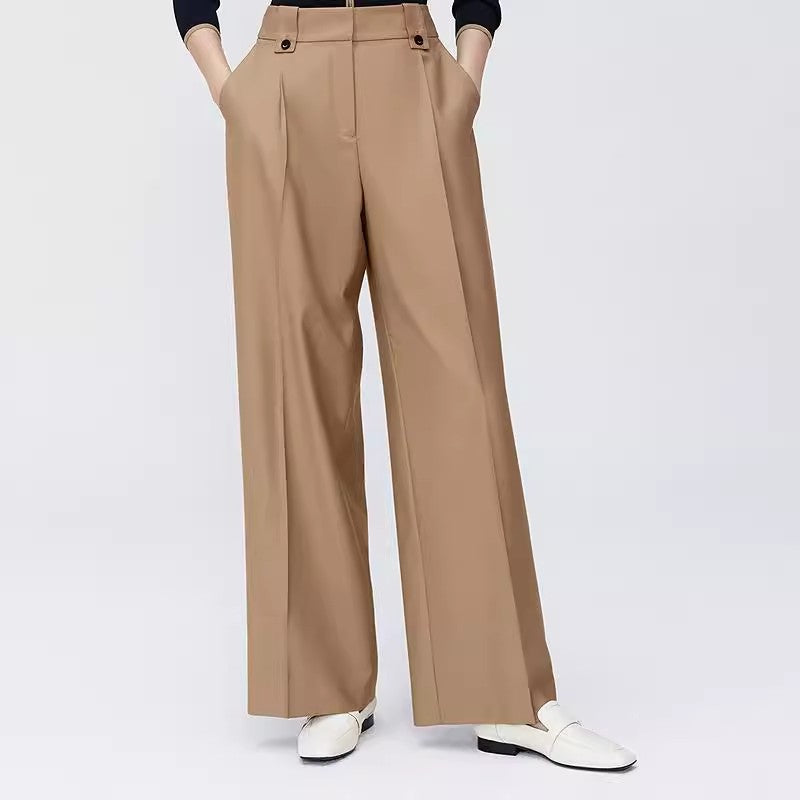 Product Image for Damen weit geschnittene Bundfaltenhose mit hohem Bund und Seitentaschen WW, Hellorange / L