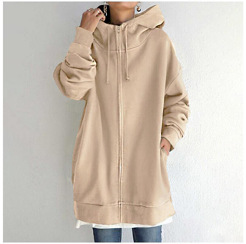 Product Image for Damen Kapuzenjacke im lässigen Oversized-Schnitt mit praktischen Taschen WW, Khaki / L