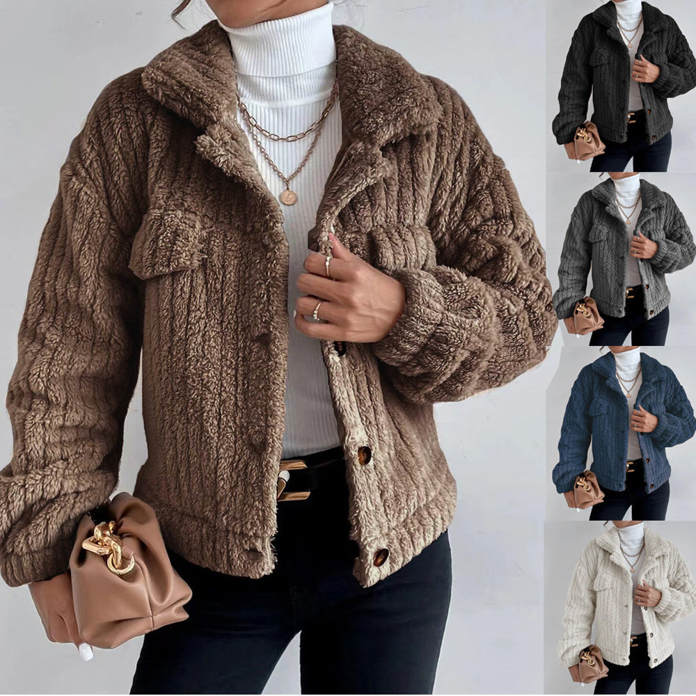 Product Image for Damen Teddyjacke mit strukturiertem Obermaterial und lässigem Schnitt WW, Rot / XL