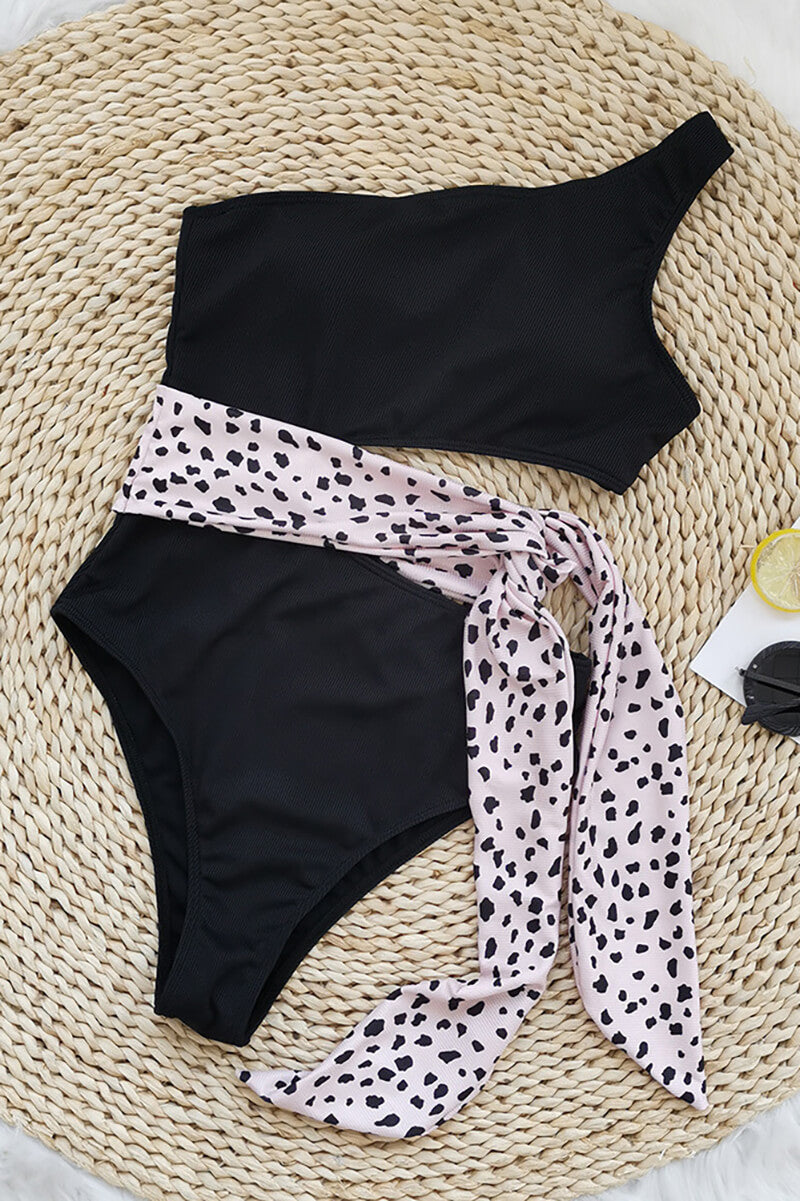 Product Image for WW | Bicolor asymmetrischer Badeanzug mit Spitze, leopard / S