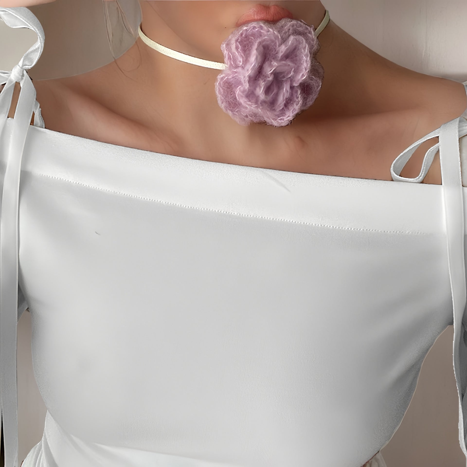 Product Image for Frauen Blumen Choker Halskette WW, Weiß / L