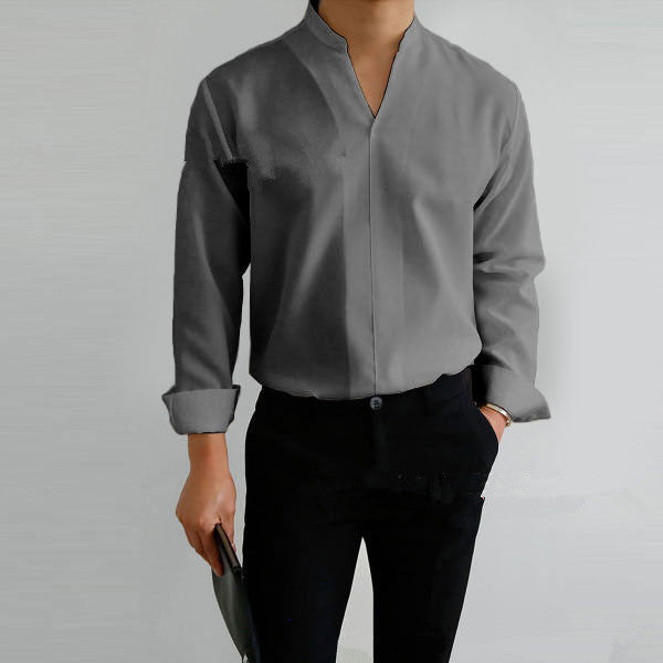 Product Image for Herren Langarmshirt mit modernem Stehkragen und schmaler Passform WW, Grau / XXXL