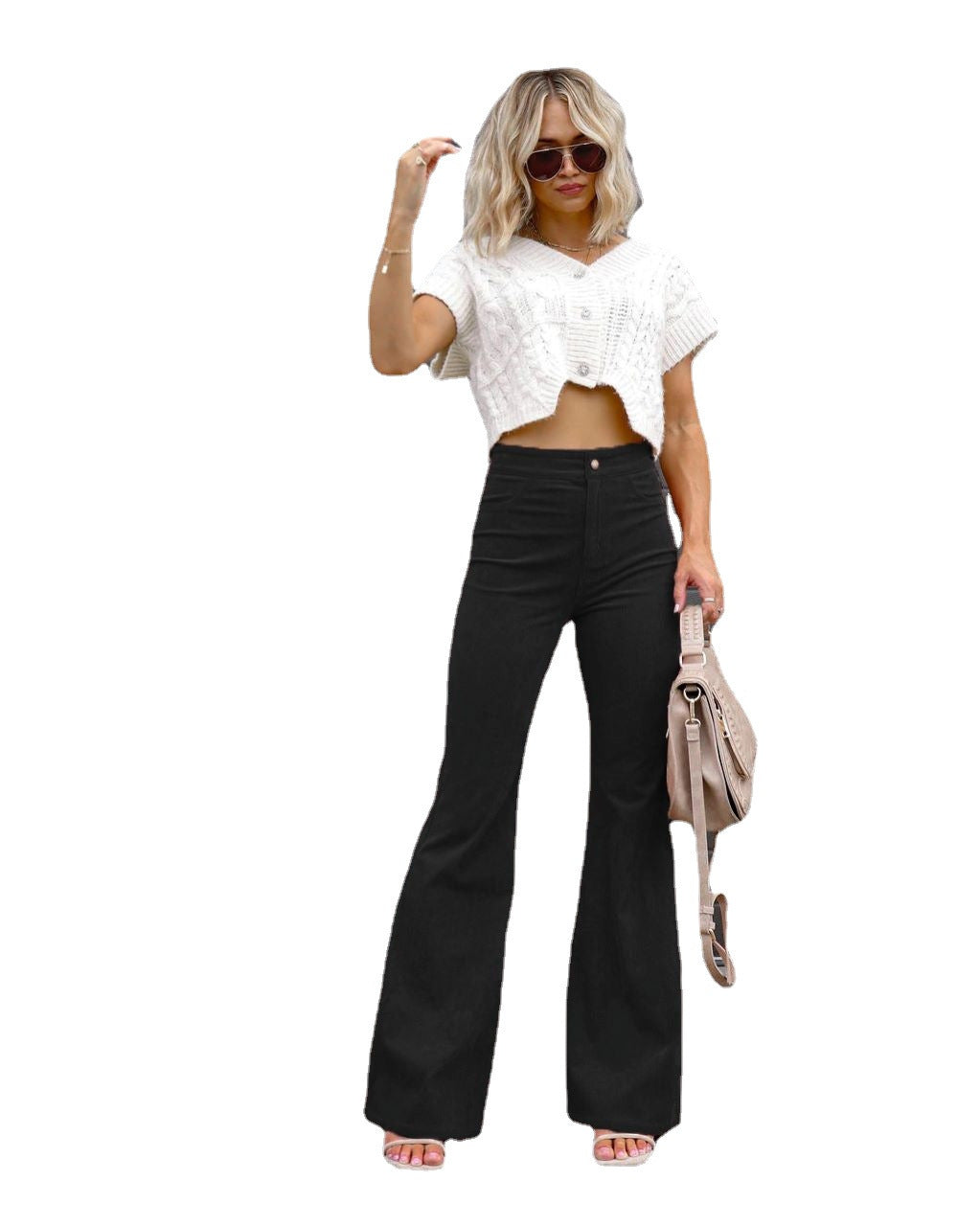 Product Image for Damen Flared Jeans mit hohem Bund und figurformendem Schnitt WW, Schwarz / M