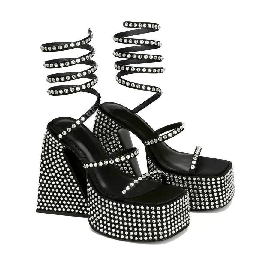 Product Image for Damen Kristall-verzierte Plateau-Schuhe WW, Schwarz / 37