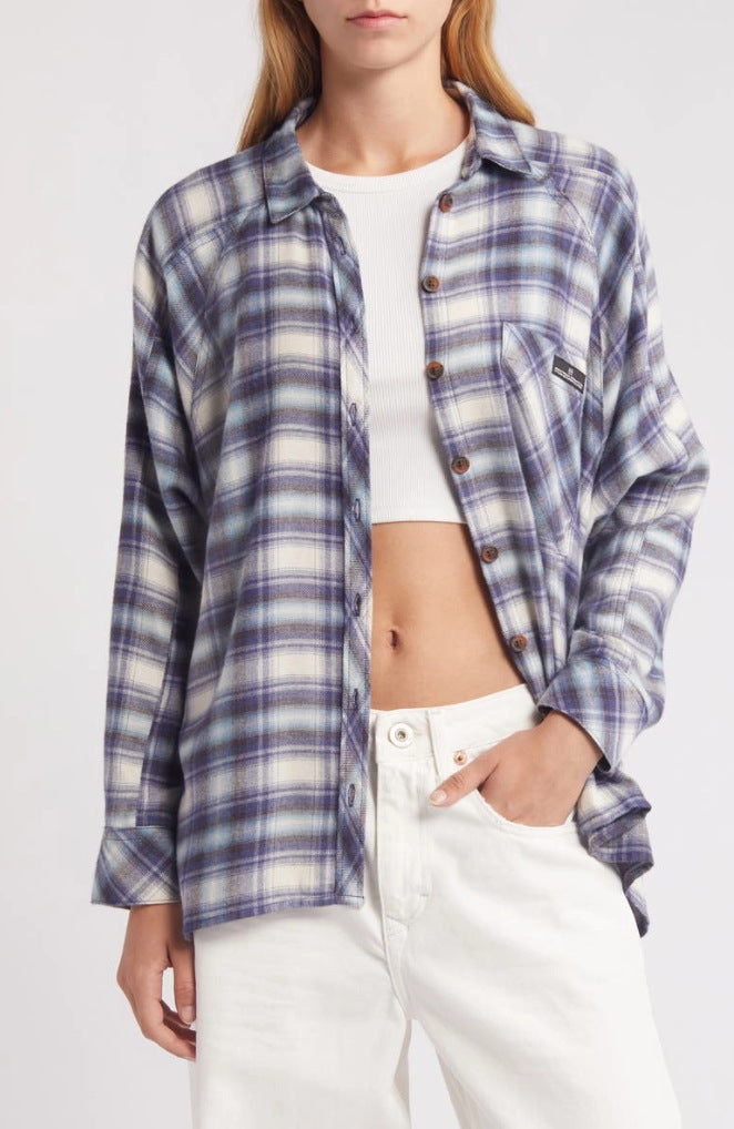 Product Image for Damen lässige kariert Flanellhemd WW, Lila / XL