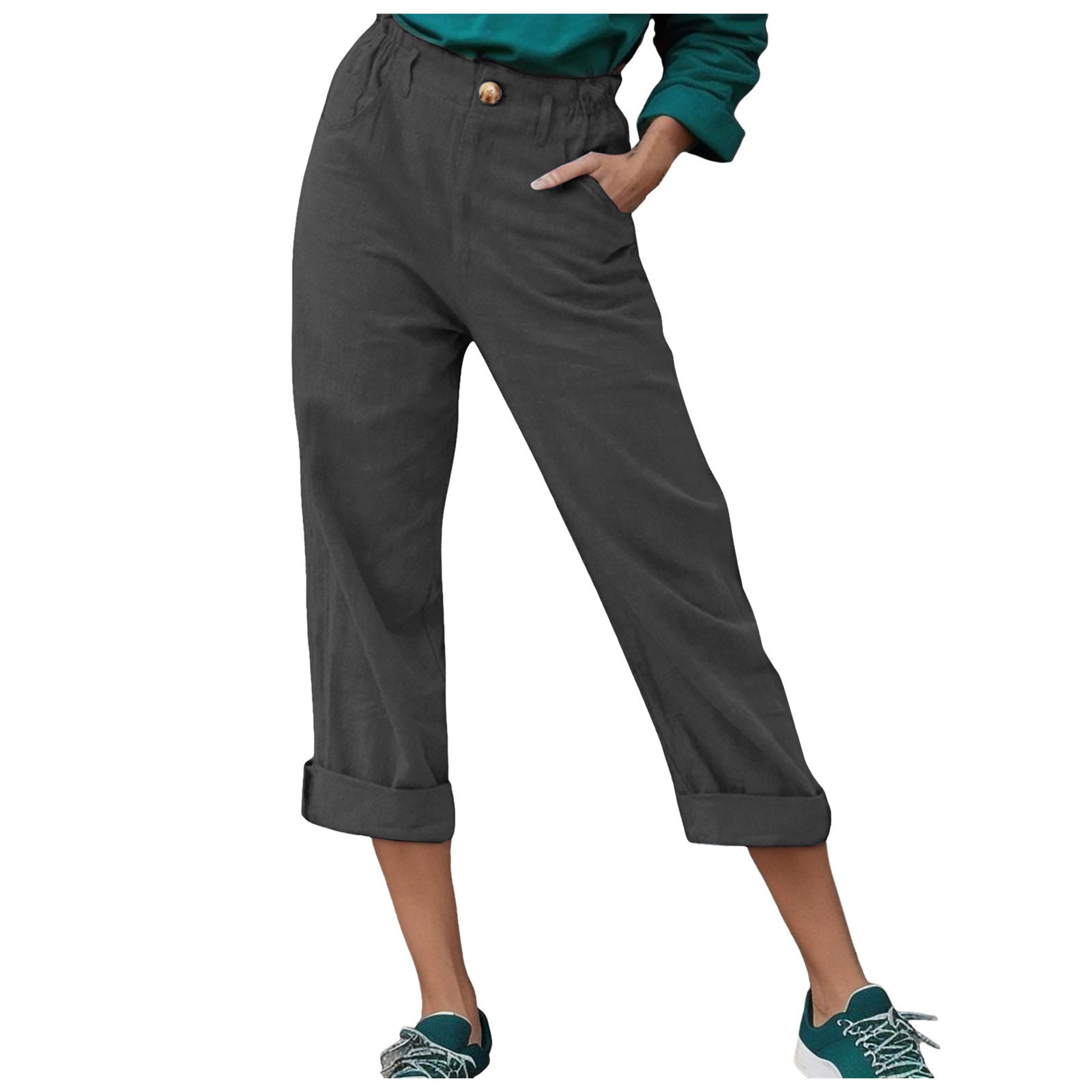 Product Image for Damen Relaxed Fit Cropped Hose WW, Dunkelgrau / XL