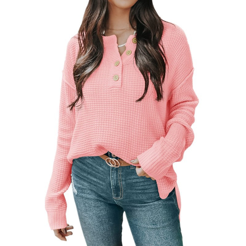 Product Image for WOLFF | Entspanntes V-Ausschnitt Langarm Lockerer Pullover, Pink / M