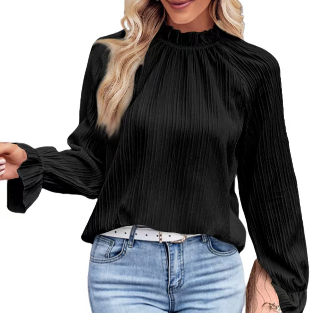 Product Image for Damen fließende Bluse mit eleganten Puffärmeln WW, Schwarz / XL