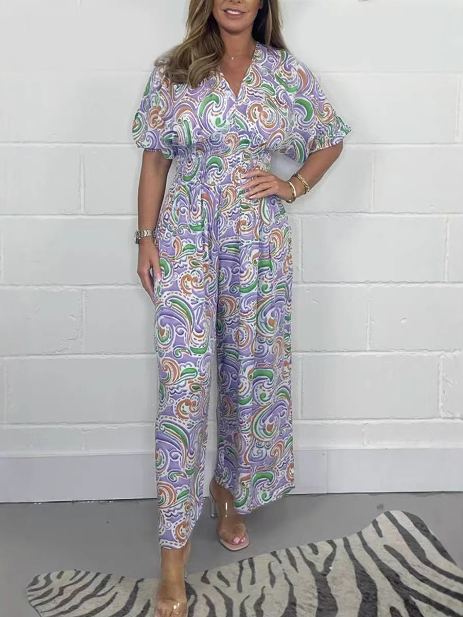 Product Image for Damen Modischer Sommer-Jumpsuit mit V-Ausschnitt und breiten Beinen WW, Helllila / XXXL