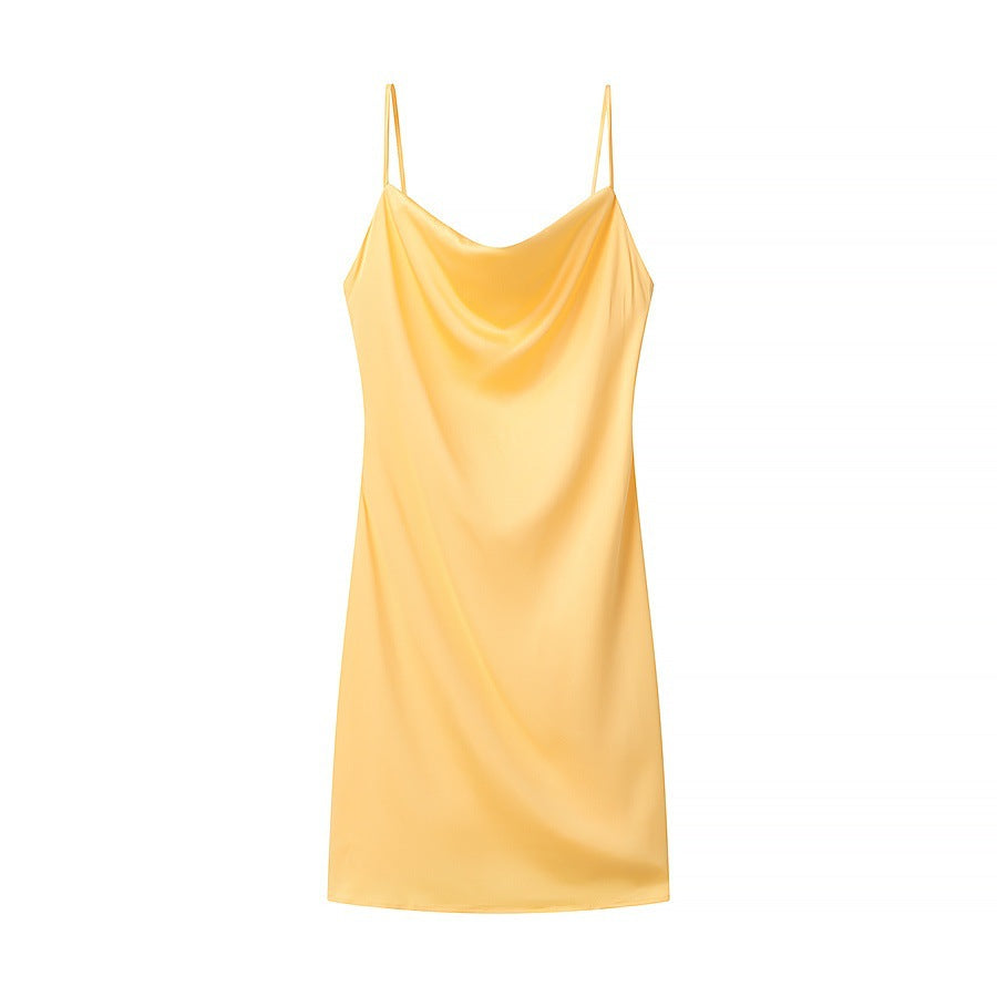 Product Image for Damen Trägerkleid mit elegantem Wasserfallausschnitt und fließendem Stoff W&W, Gelb / M
