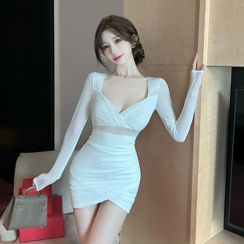 Product Image for WW | Hollow Langarm Bodycon Kurzes Kleid, Weiß / S
