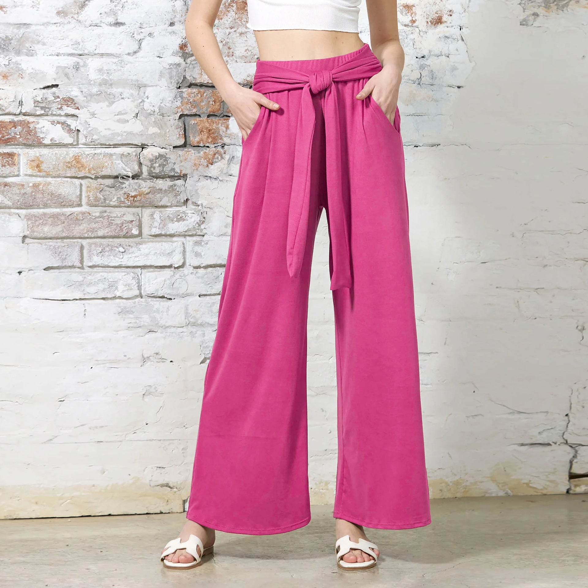 Product Image for Damen Weit geschnittene Culotte mit gefaltetem Taillengürtel WW, Magenta / M