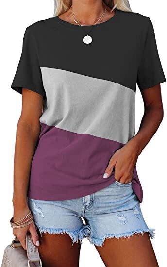 Product Image for Damen Farbblock Casual T-Shirt WW, Lila / XXXL
