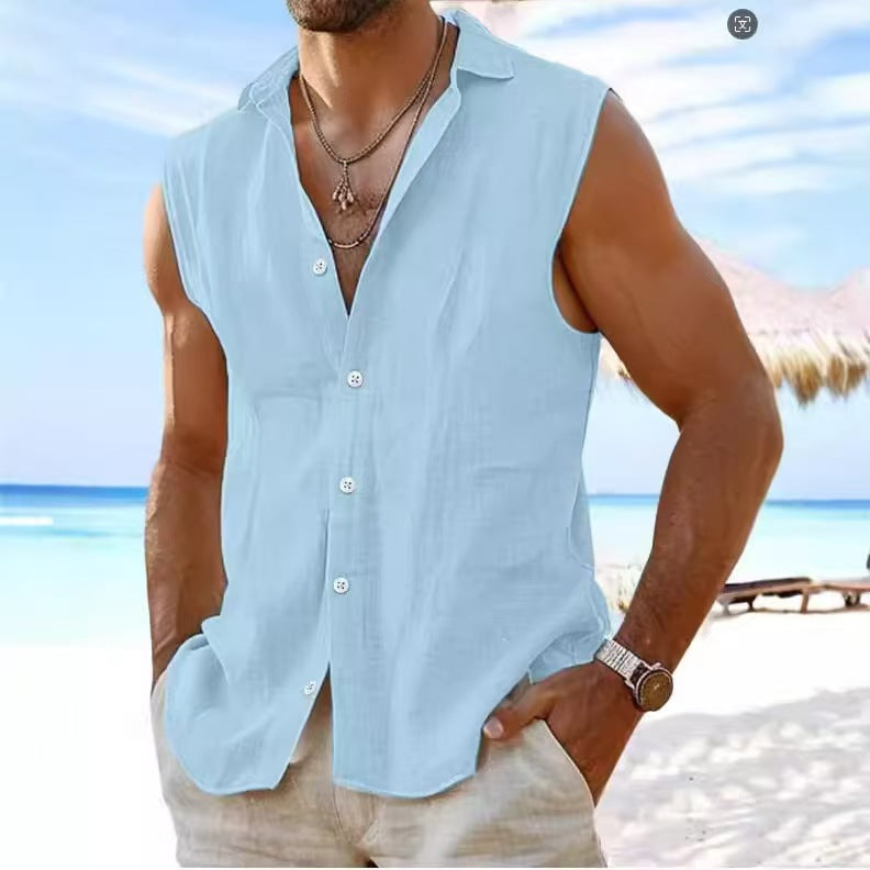 Product Image for Herren Freizeit Sommer Weste Shirt WW, Blau / S