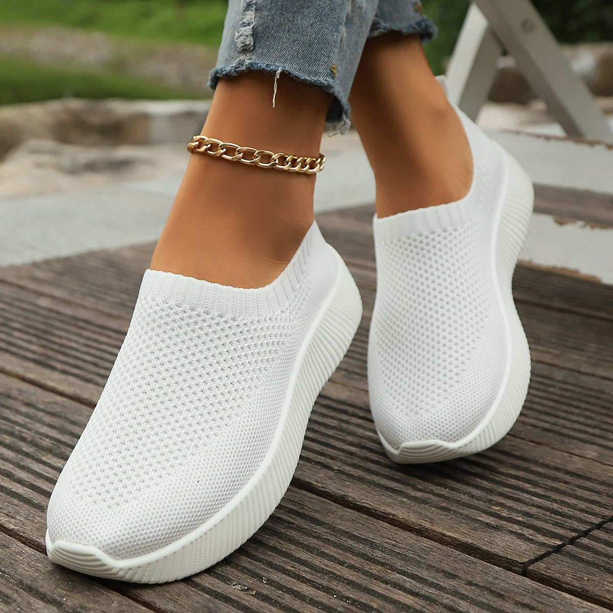 Product Image for Damen Sneakers im atmungsaktiven Strickdesign WW, Weiß / 42