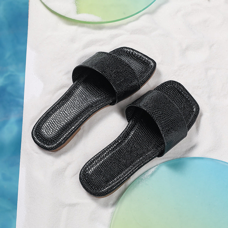 Product Image for Damen Casual Texturierte Rutschen Sandalen mit Gepolstertem Fußbett WW, Schwarz / 35