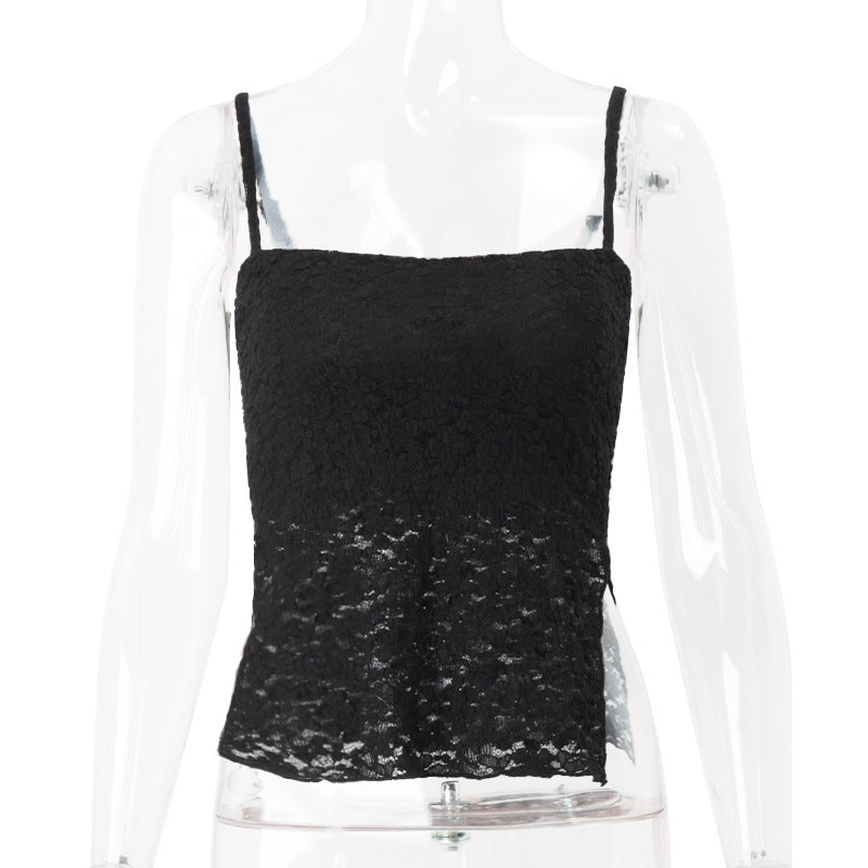 Product Image for Damen Spitzentop mit attraktivem Volant und verstellbaren Trägern WW, Schwarz / M