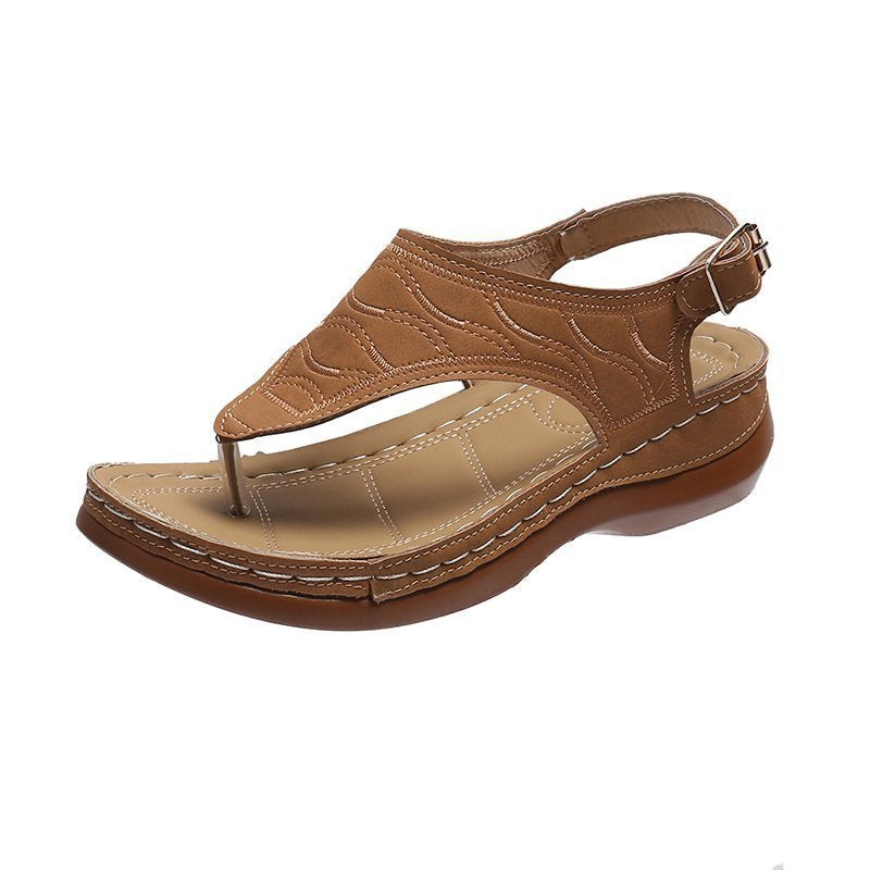 Product Image for Damen Zehentrenner Sandalen mit anatomischem Fußbett und verstellbarem Riemen WW, Hellbraun / 43