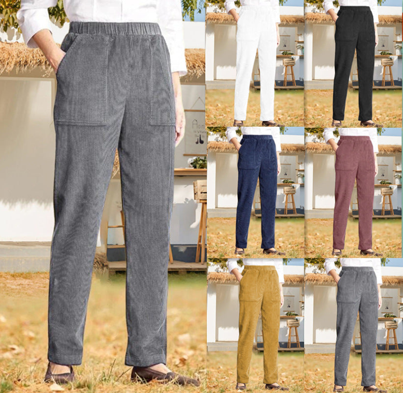 Product Image for Damen Cord-Hose mit praktischen Taschen und elastischem Bund WW, Dunkelbraun / M