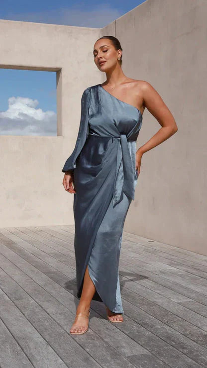 Product Image for WW | Maxikleid aus Satin mit Einer Schulte, Blau / XL