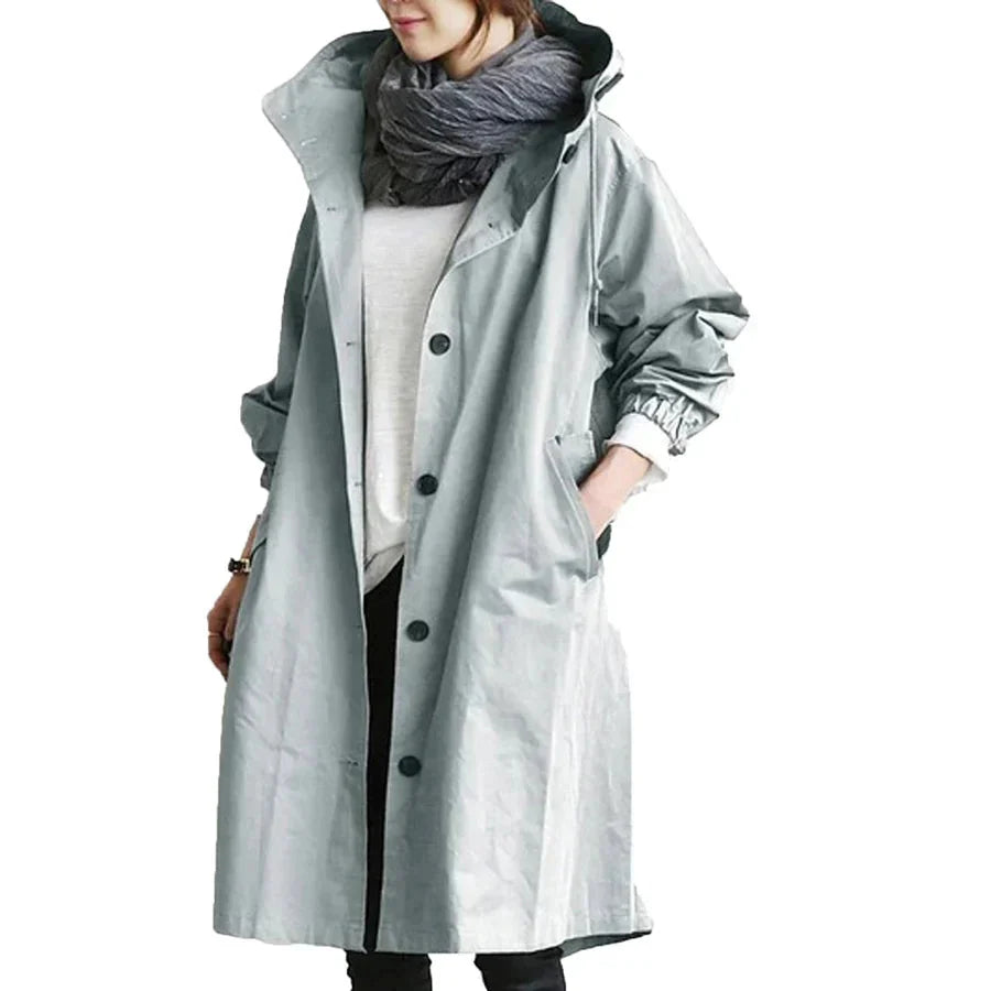 Product Image for WW | Mit Kapuze Übergroß Parka Jacke Regenjacke für Damen, Hellblau / M