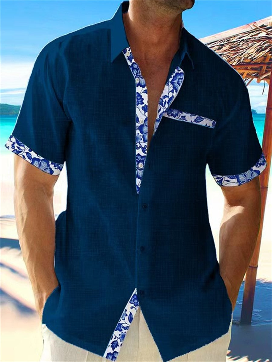 Product Image for WW | Frühling und Sommer Leinenhemd, Dunkelblau / 5XL