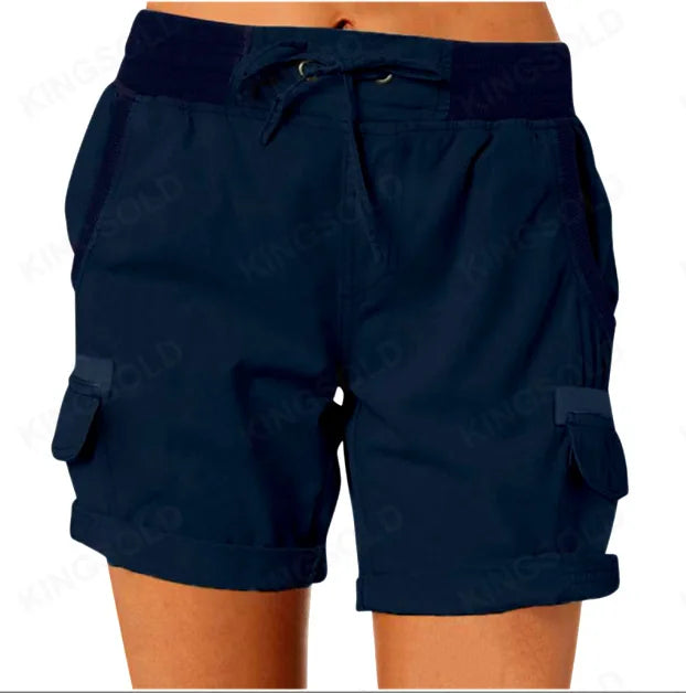Product Image for WW | Damen Cargo Shorts Aus Baumwolle Und Leinen, Dunkelblau / M