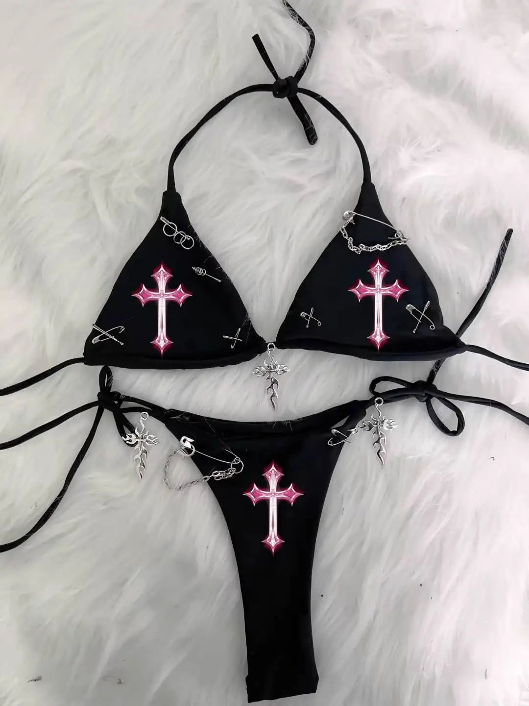 Product Image for WW | Cross Zum Top Y2K Kleidung Y2K Crop Zum Top Goth Kleidung Y2K Zum Top Y2K Zubehör Harajuku Zum Top Kawaii Bikini Goth Bikini Sexy Bikini, Wie 