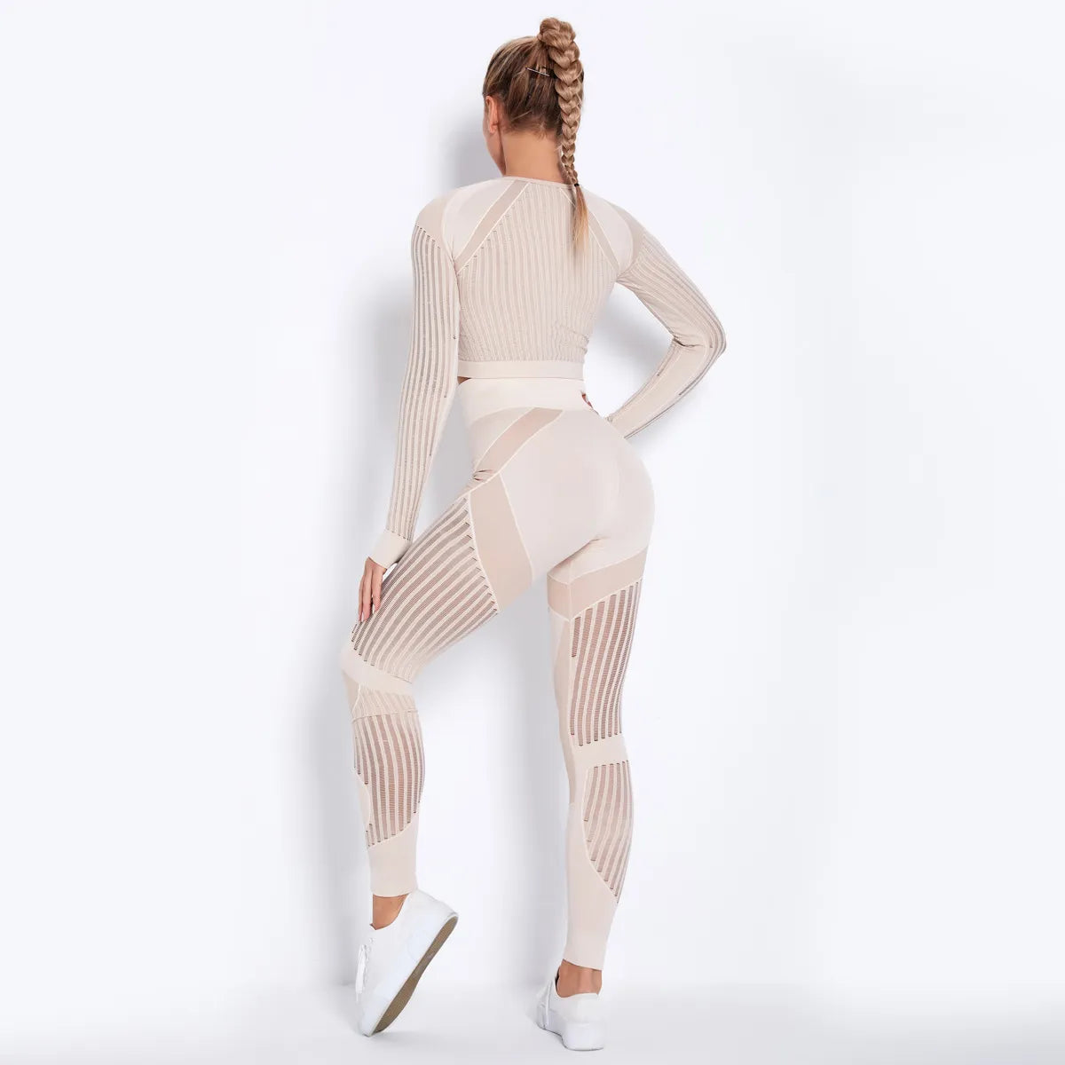 Product Image for WW | Hollow Out Nahtlos Yoga Set Sport Outfits Frauen Schwarz Crop Top Bh Leggings Workout Gym Anzug Fitness Sport Set, Khaki Anzug / L
