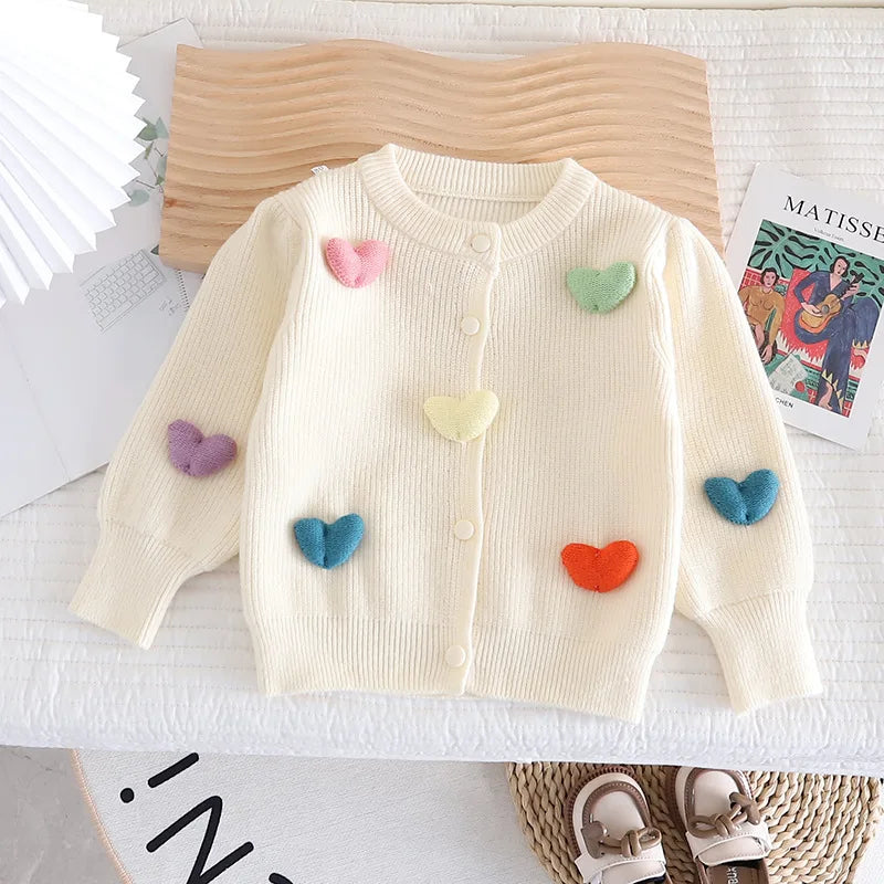 Product Image for Wolff | Süßes Strickjacke mit Herzen für Mädchen, Weiß / 12-18M