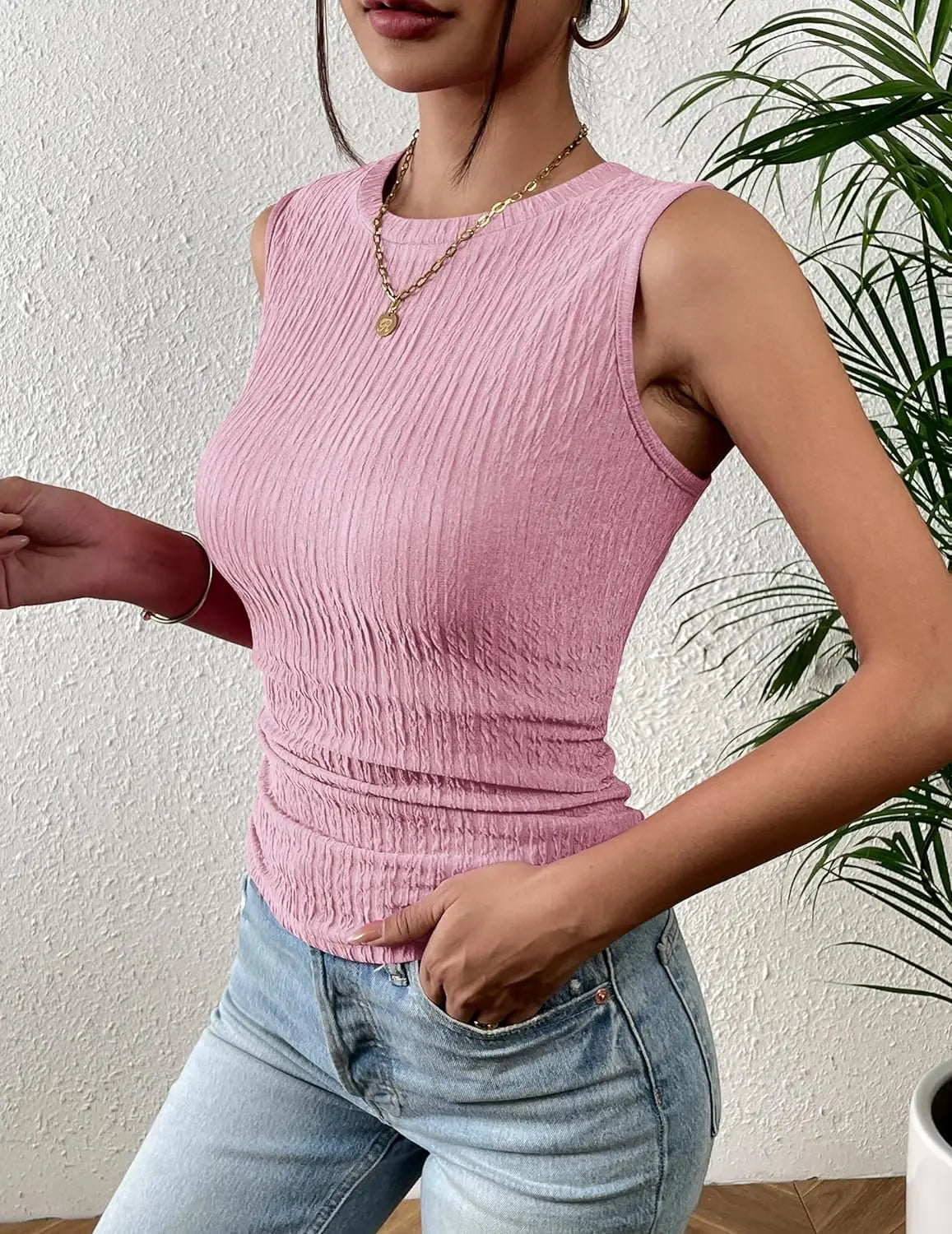 Product Image for WW | Damen Tank Top Mit Hohem Halsausschnitt, Hellrosa / S