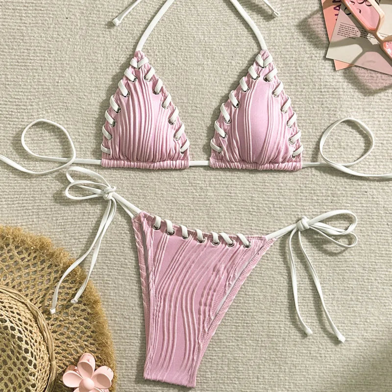 Product Image for WW | Bikini Badekleidung mit Dekorativen Schnüren, Rosa / M