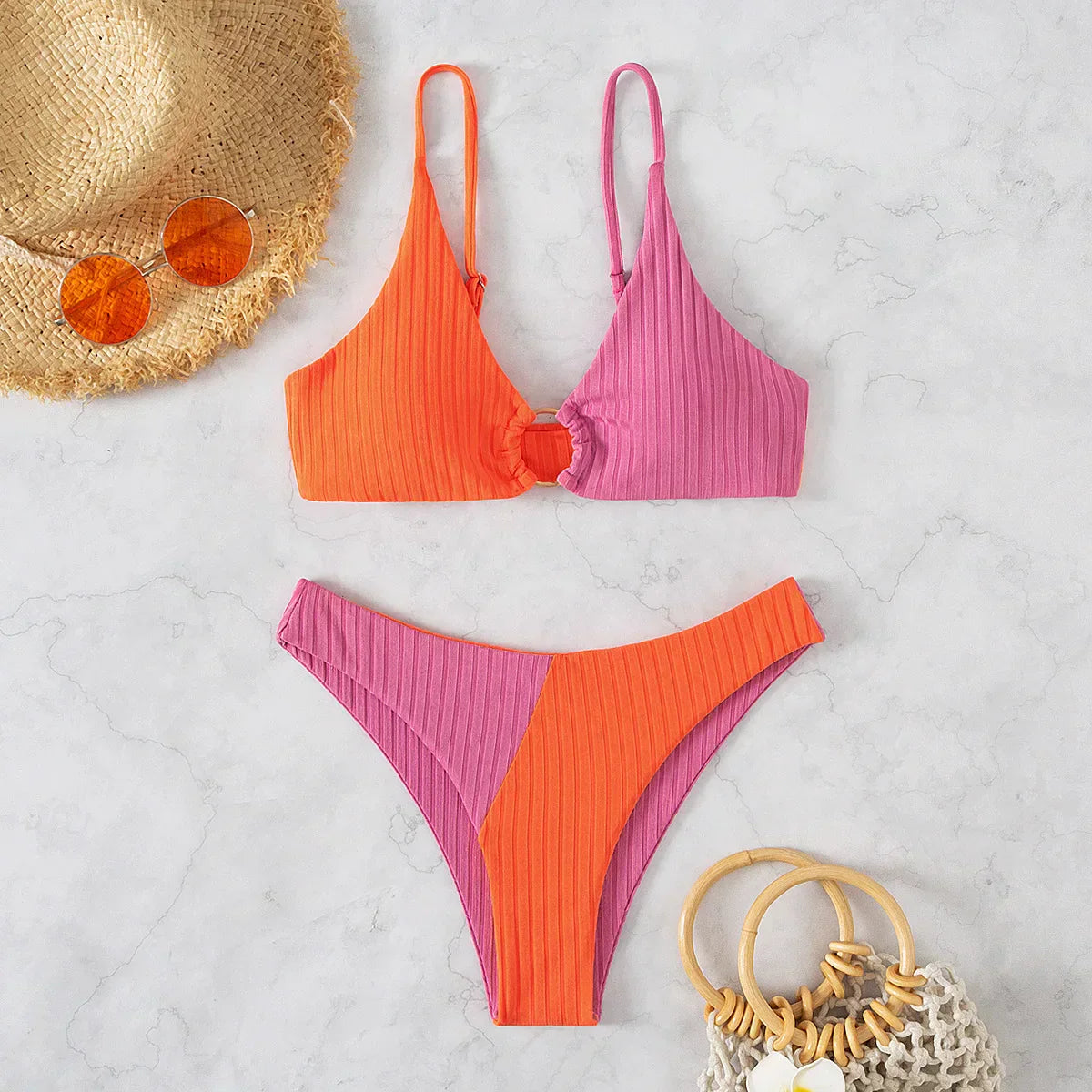 Product Image for WW | Sexy Bikinis Damen Badebekleidung Push-Up Hohe Taille Badeanzüge Hochgeschnittene Badebekleidung Push-Up Strand Bikini Set Weiblicher Biquini, 