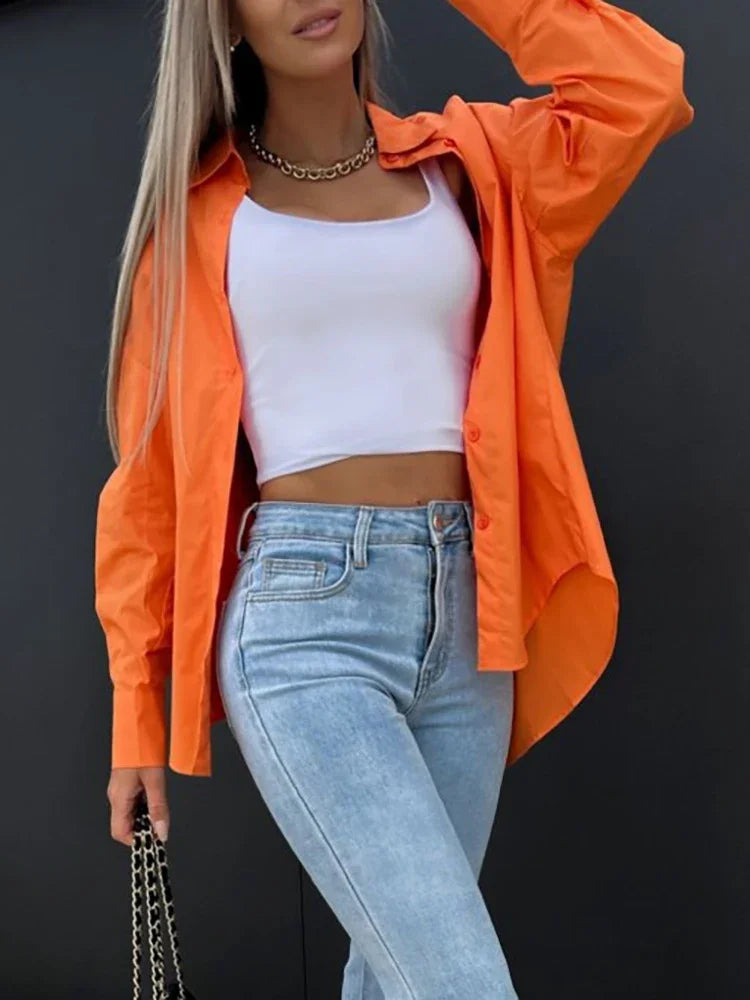 Product Image for WW | V-ausschnitt Lange Ärmel Damen Shirts Bluse Orange, Orange / S