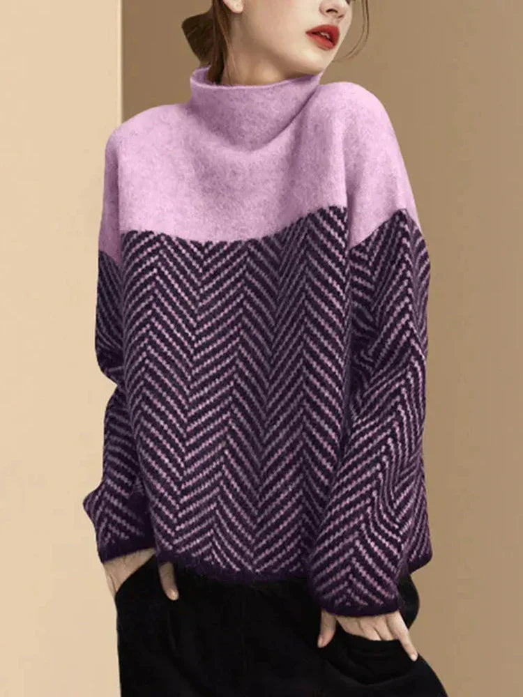 Product Image for WW | Kragenlos Gestreiftes Sweatshirt, Lila / 3XL